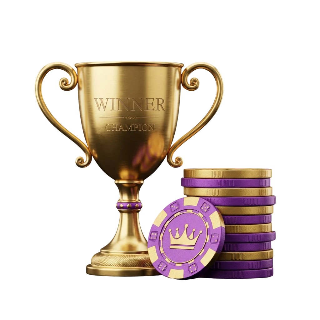 A gold trophy engraved with a winner's crest, echoing Wolf Gold's in-game jackpot feature