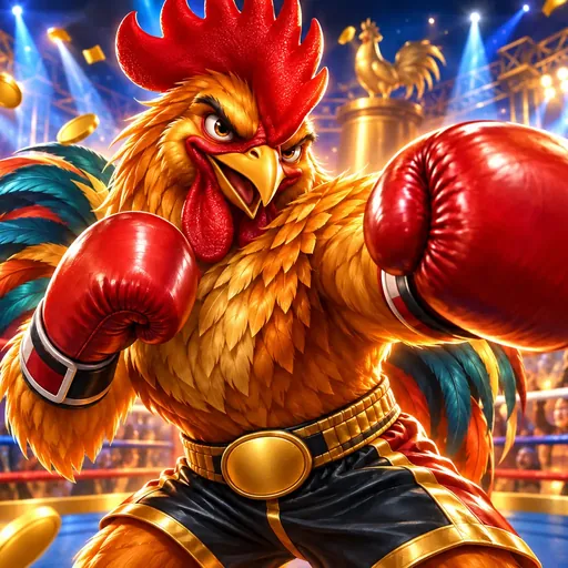 Battle Rooster pokie cover art showing rival roosters facing off in a sporting arena